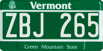 VT license plate ZBJ265