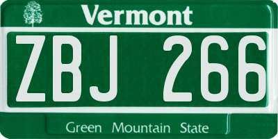 VT license plate ZBJ266