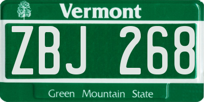 VT license plate ZBJ268