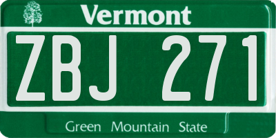 VT license plate ZBJ271
