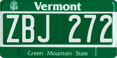 VT license plate ZBJ272