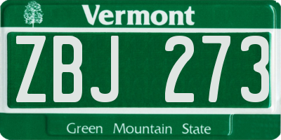VT license plate ZBJ273