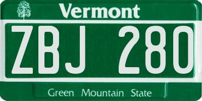 VT license plate ZBJ280