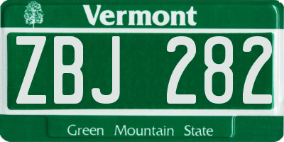 VT license plate ZBJ282