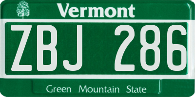 VT license plate ZBJ286