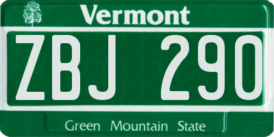 VT license plate ZBJ290