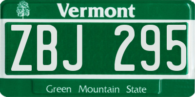 VT license plate ZBJ295