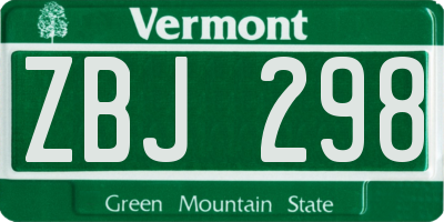 VT license plate ZBJ298