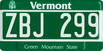 VT license plate ZBJ299