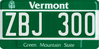 VT license plate ZBJ300