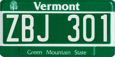 VT license plate ZBJ301