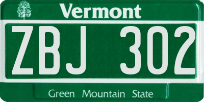 VT license plate ZBJ302