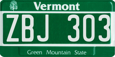 VT license plate ZBJ303