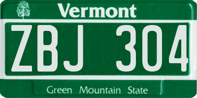 VT license plate ZBJ304