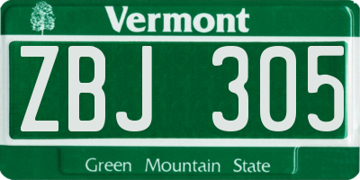 VT license plate ZBJ305