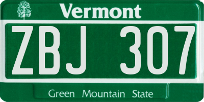 VT license plate ZBJ307