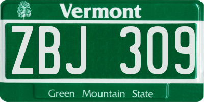 VT license plate ZBJ309