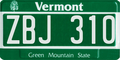 VT license plate ZBJ310