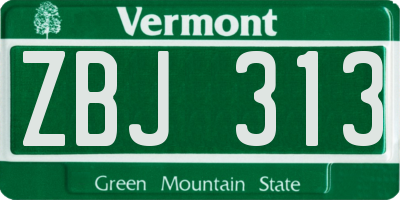 VT license plate ZBJ313