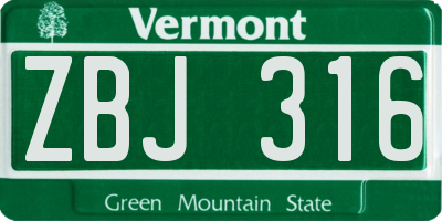 VT license plate ZBJ316