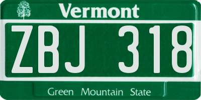 VT license plate ZBJ318