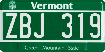 VT license plate ZBJ319