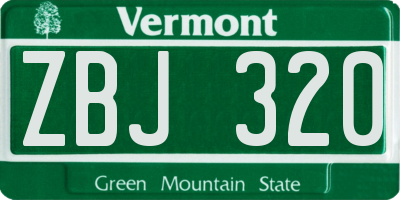 VT license plate ZBJ320