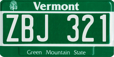 VT license plate ZBJ321