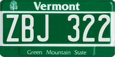 VT license plate ZBJ322