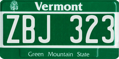VT license plate ZBJ323