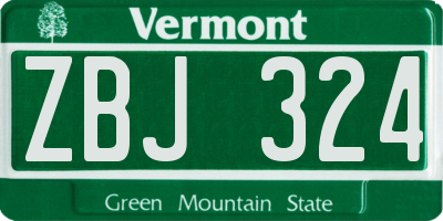 VT license plate ZBJ324
