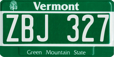 VT license plate ZBJ327