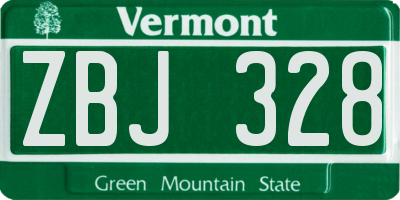 VT license plate ZBJ328