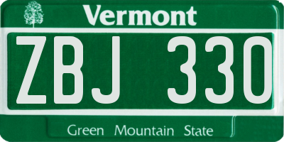 VT license plate ZBJ330