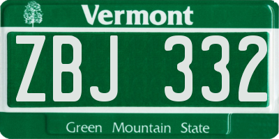 VT license plate ZBJ332