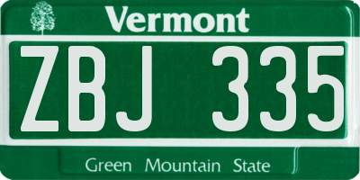 VT license plate ZBJ335