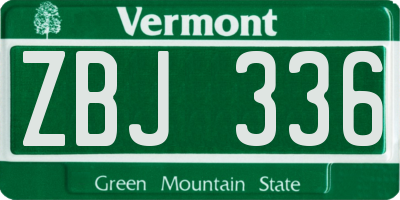 VT license plate ZBJ336