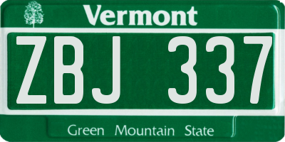 VT license plate ZBJ337