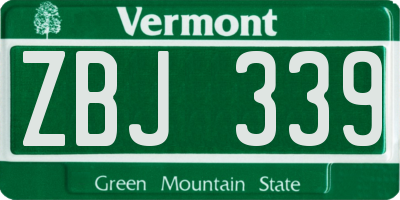 VT license plate ZBJ339
