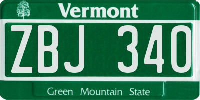 VT license plate ZBJ340