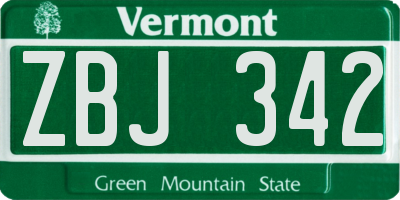 VT license plate ZBJ342