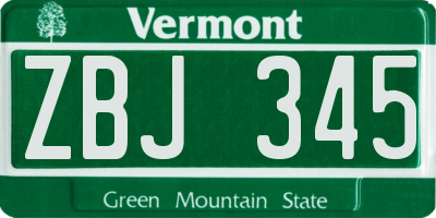 VT license plate ZBJ345