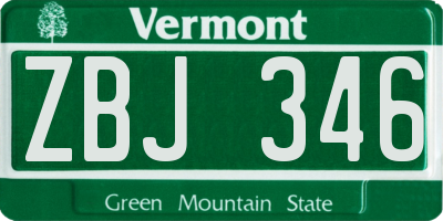 VT license plate ZBJ346