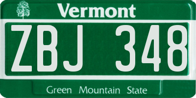 VT license plate ZBJ348
