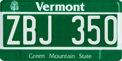 VT license plate ZBJ350