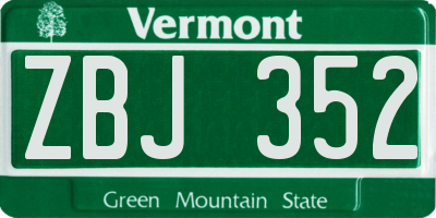 VT license plate ZBJ352