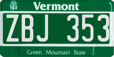 VT license plate ZBJ353