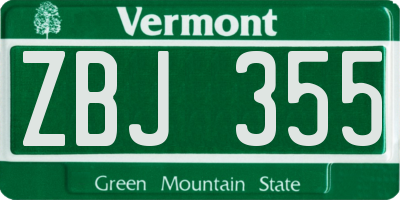 VT license plate ZBJ355