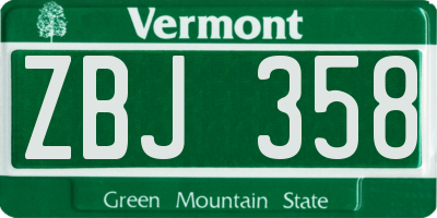 VT license plate ZBJ358