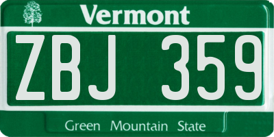 VT license plate ZBJ359